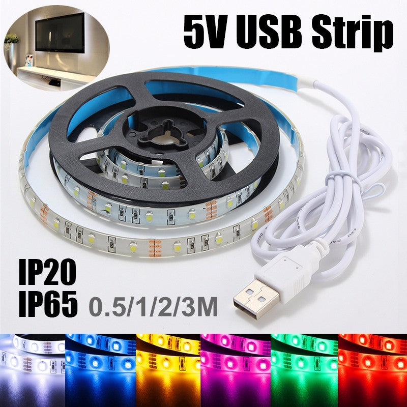 6 Colors 0.5M/1M/2M/3M 30/60/120/180 LEDs USB SMD 3528 LED Strip Light TV Background Computer Waterproof/Non Waterproof DC5V
