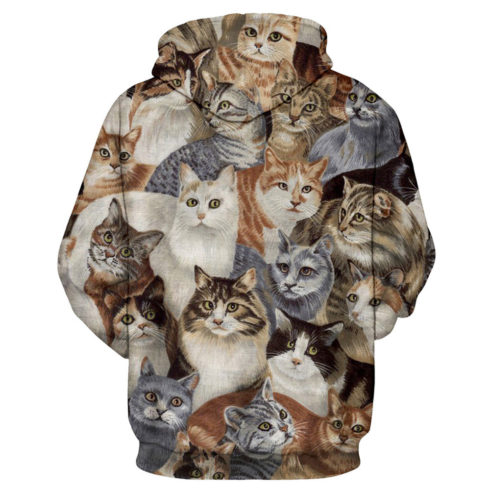 2016 New Fashion Couples Hoodies Long Sleeve 3d Cats Printed Pullovers  Casual Men/Women Sportswear Sweatshirts Streetwear Tops