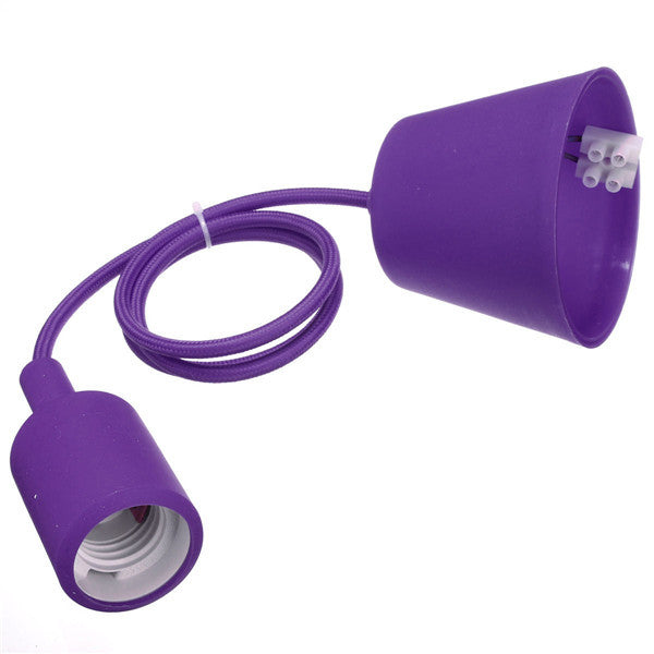 E27 E26 Socket Chandelier Light Fixture Hanging Line Colorful Silicone Rubber Ceiling  Light Lamp Base Holder