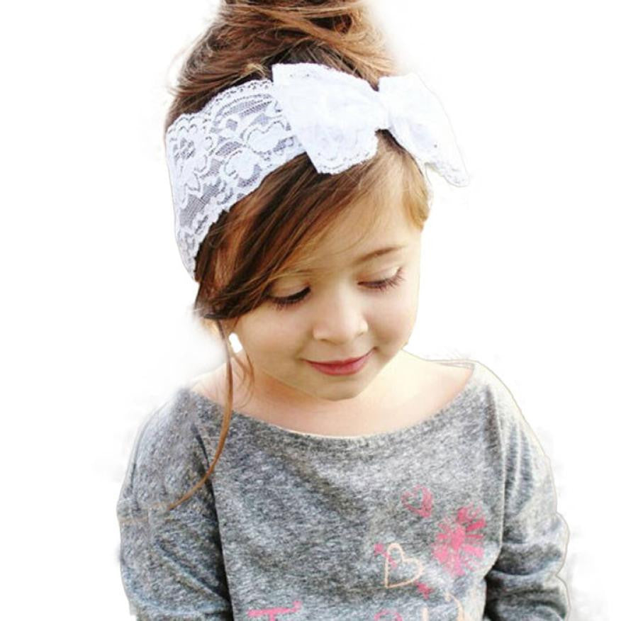 JECKSION 2017 New Fashion Girls Lace Big Bow Hair Band  Head Wrap Band Accessories #LSW