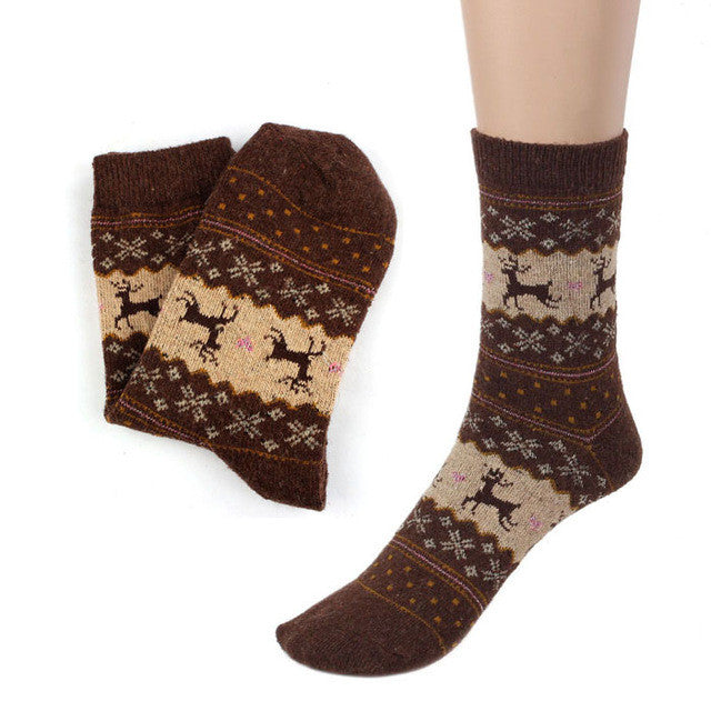 JECKSION Christmas Deer Design Casual Knit Wool Socks Warm Winter Mens &102 #15
