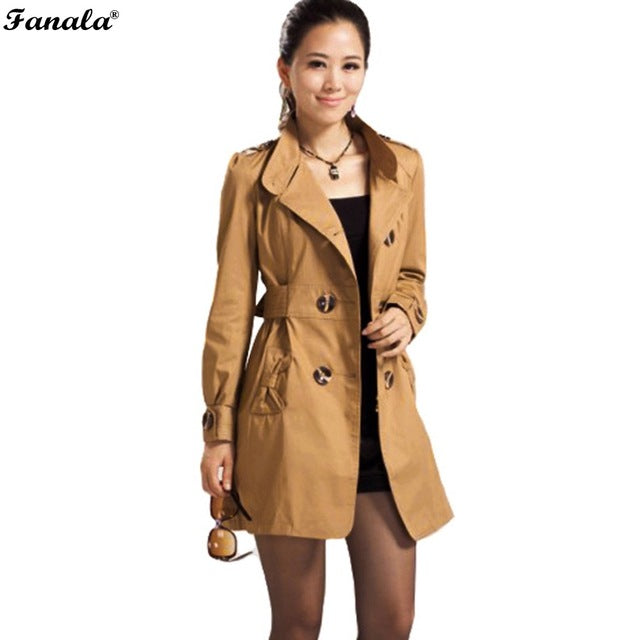 2017 Spring Autumn Coat Solid Long Open Stitch Trench Double-breasted Coat for Women Fashion Gabardina Trench belt Female #30