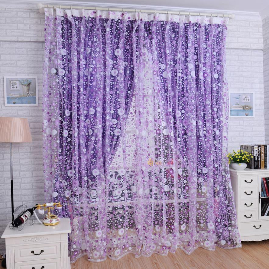 Super Deal  Print Floral Voile Door Curtain Window Room Curtain Divider Scarf XT