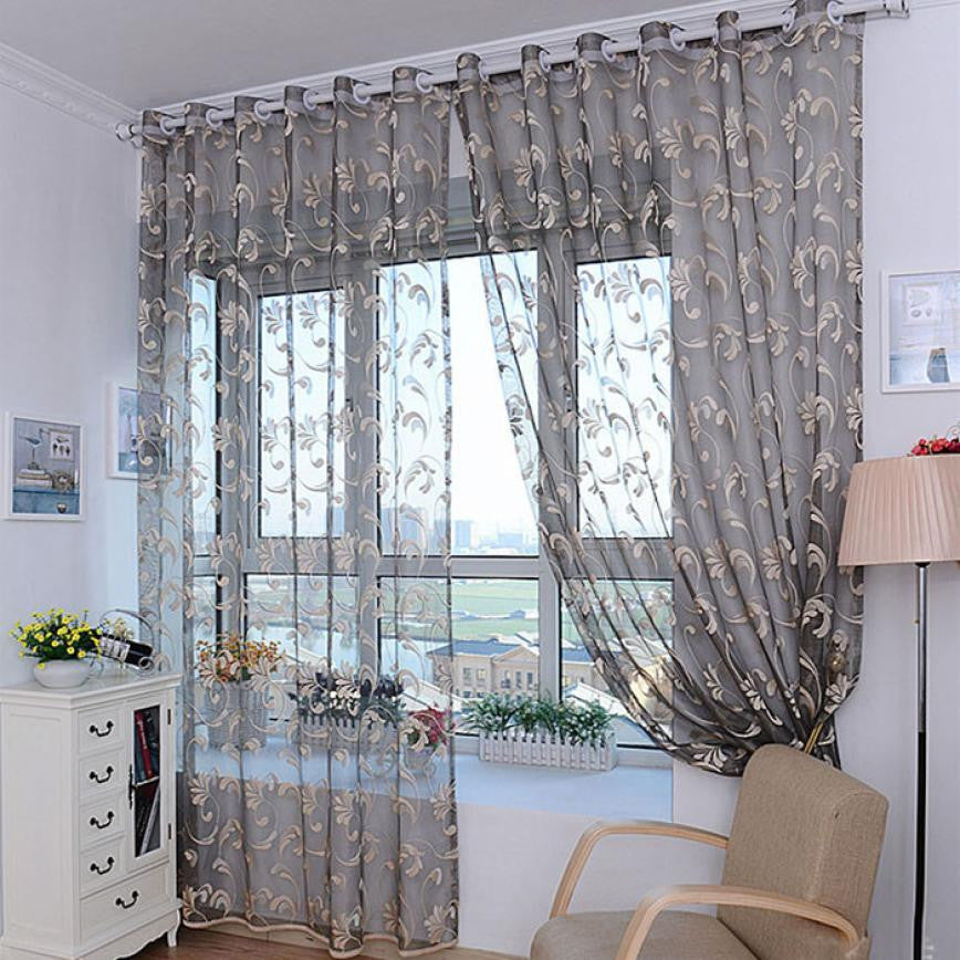 Super Deal Fashion Flower Curtain Yarn For Bedroom Rustic Sheer Curtain Tulle Size 200X100cm XT