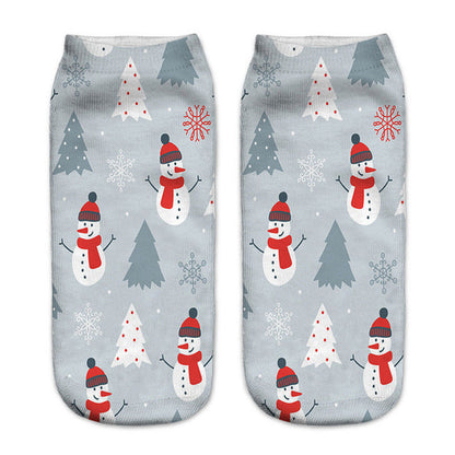 3D Printed Christmas Funny Socks Women Cute Unisex Low Cut Ankle Socks Multicolor Santa Claus Printed calcetines divertidos