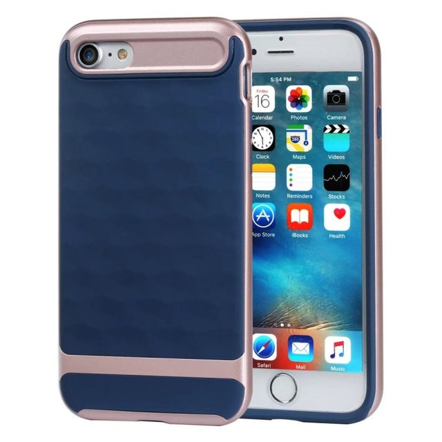 For Iphone 7 7plus 3D Ling mirror Plating Silicone TPU+PC Hard Back Protective case 100pcs/Lot